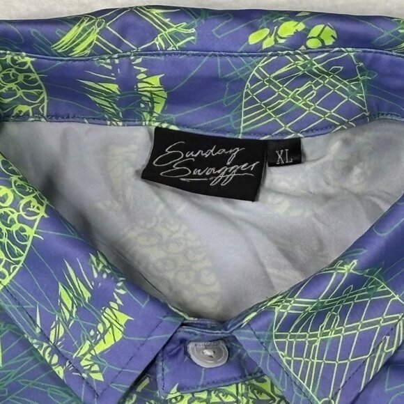 Sunday Swagger Polo Shirt Mens XL Pineapple Geometric Performance Stretch Golf - Picture 5 of 8